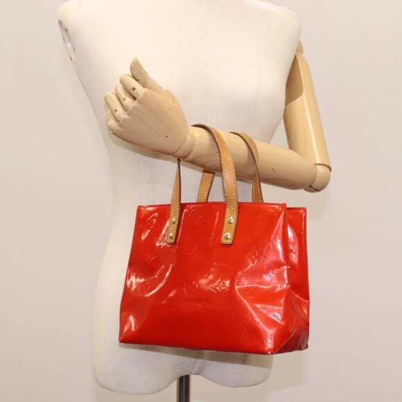 LOUIS VUITTON Monogram Vernis Reade PM Hand Bag Red Rouge - Picture 1 of 16